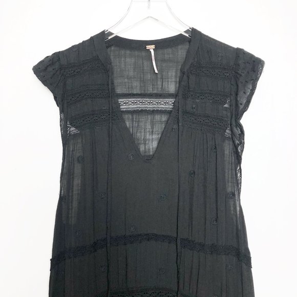 EUC Free People Black Sheer Midnight Midi Dress - Picture 3 of 10